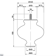 Мебельная Ножка №002 Н150 D145mm.