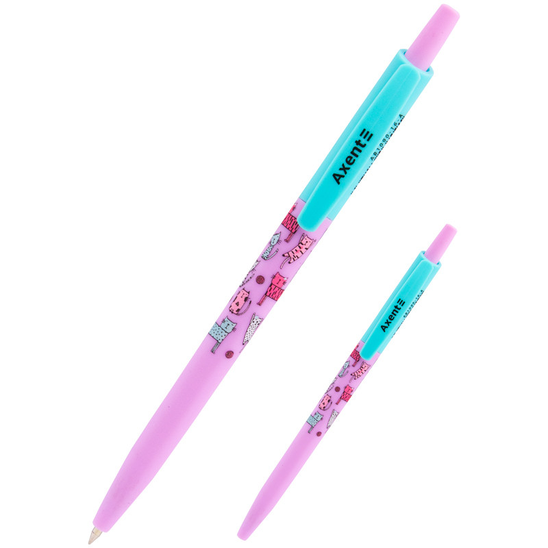 Ручка кулькова автоматична Axent Cats AB1090-16-A, 0.5 мм, синя, фото 1