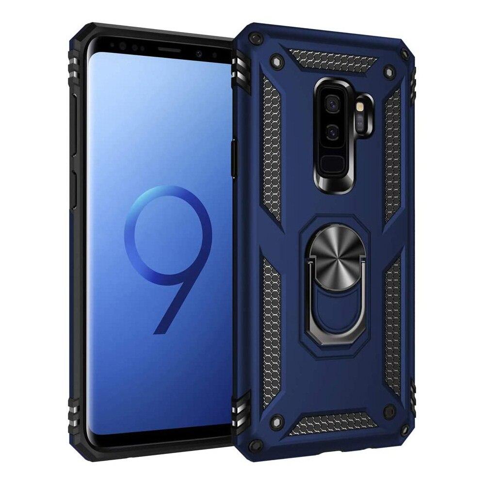 Противоударный чехол для Samsung Galaxy S9 Plus S9+ синий с кольцом подставкой - фото 4 - id-p1329733445