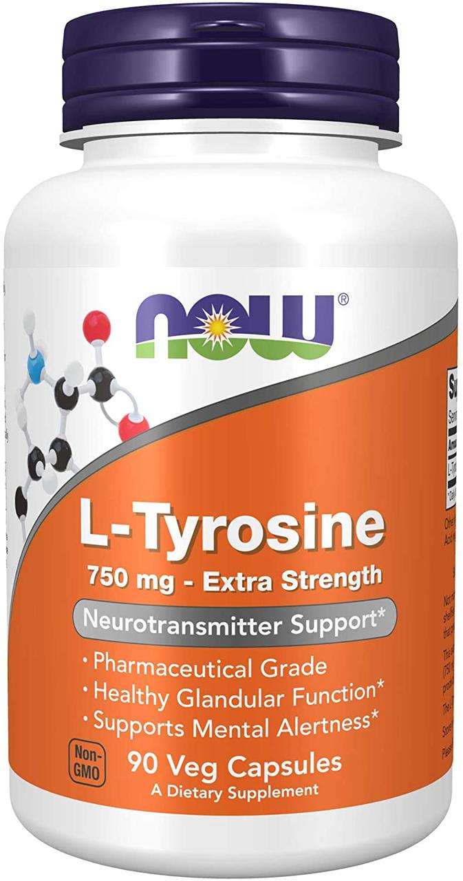 L-тирозин амінокислота Now Foods L-Tyrosine 750mg 90 капсул