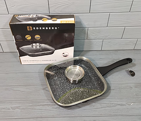 Сковорода-гриль з мармуровим покриттям 24см Edenberg EB-3309 Сковорода з антипригарним покриттям