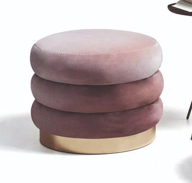 Пуф до туалетного столика MeBelle MARSHMALLOW 50 х 55 в передпокій, спальню, пудрово-рожевий велюр + золото