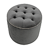 Пуф круглий м'який MeBelle MORRISON 50 х 45 в каретній стяжці в передпокій, спальню, сірий графітовий велюр, фото 2