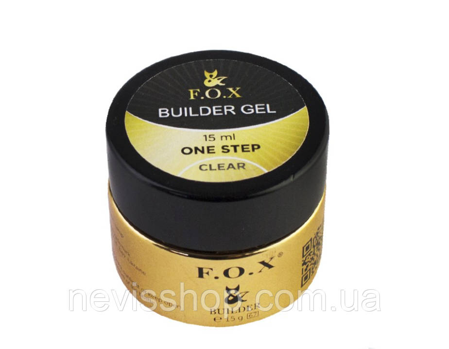 Гель F.O.X. будівельний One Step Builder Gel Clear, прозорий, 15 мл