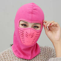 Термо-Балаклава Флисовая AIR FLOW, подшлемник ниндзя с маской-фильтром Розовый