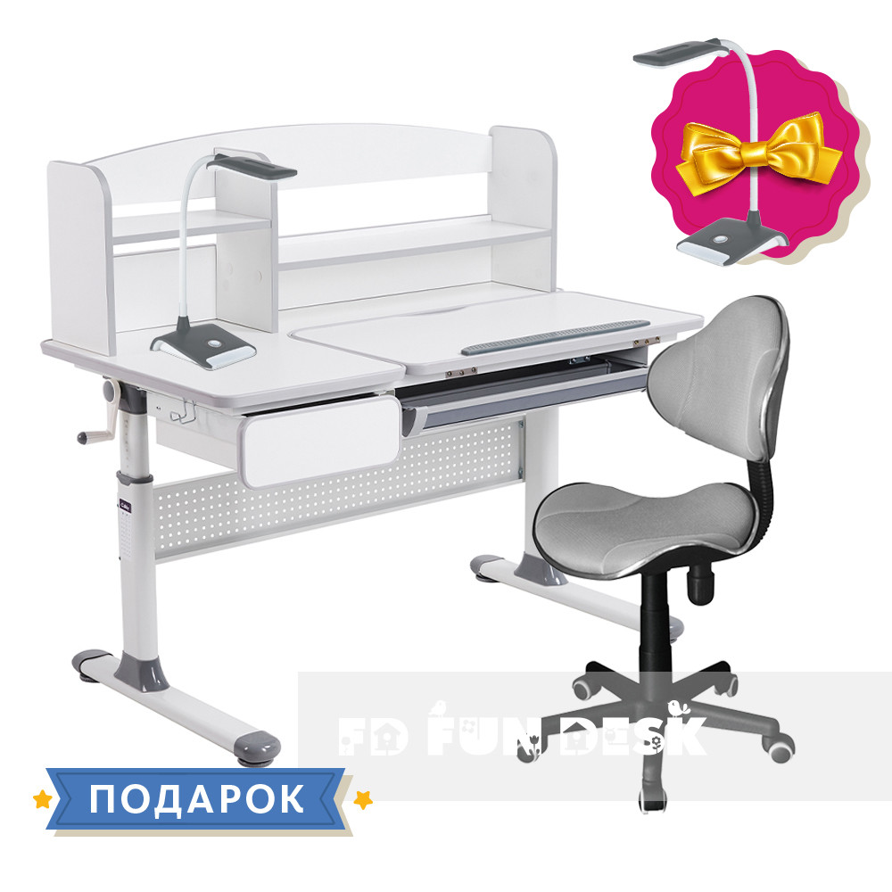 Комплект парта для школярів Cubby Rimu Grey + комп'ютерне крісло FunDesk LST3 Grey