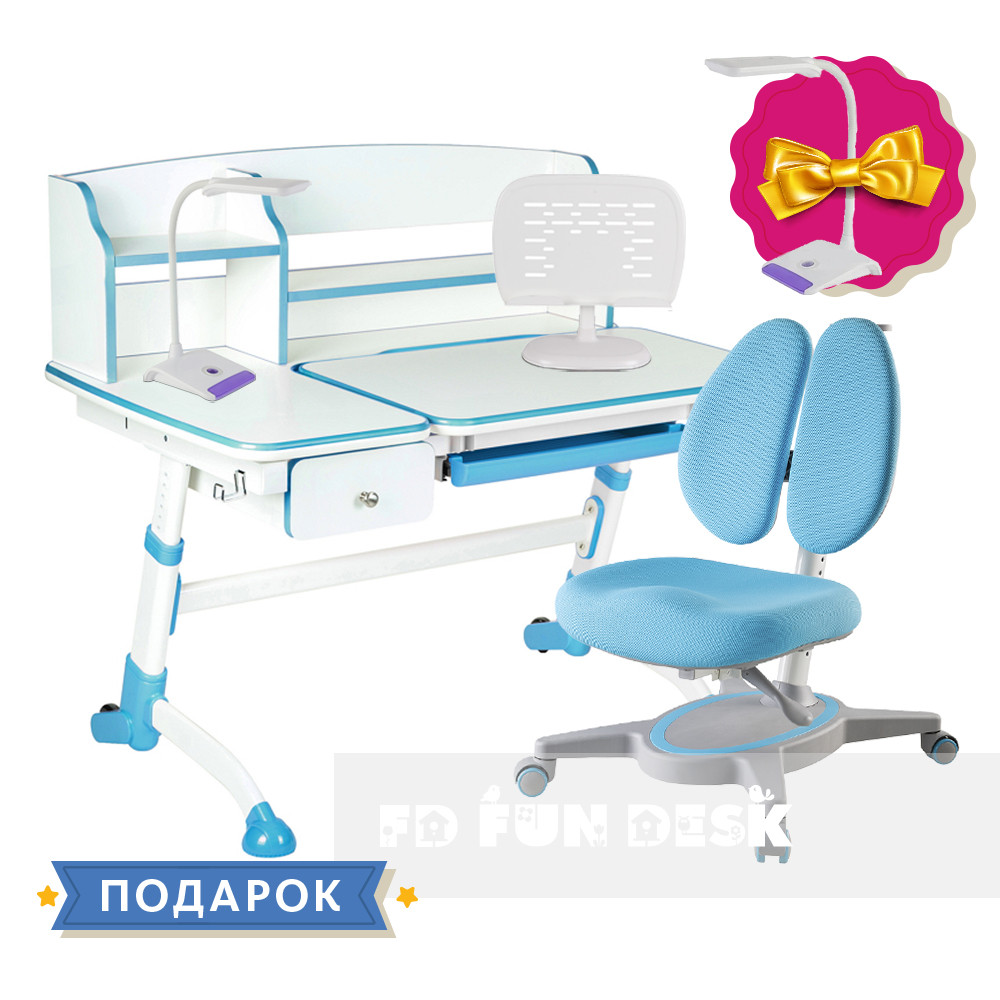 Комплект для школяра парта FunDesk Amare II Blue + крісло FunDesk Primavera II Blue