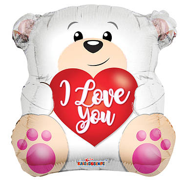 К 18" Love Polar Bear Shape Foil Balloon. Фольгована куля Полярний ведмедик Я люблю тебе