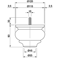 Мебельная Ножка №003 Н90 D120mm.