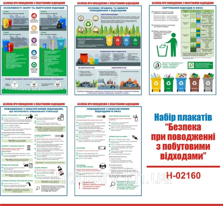 "Безпека при поводженні з побутовими відходами" (5 плакатів, ф. А3)