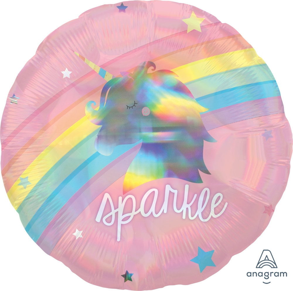 А 18" Holographic Magical Rainbow. Фольгована куля голографік Чарівний єдиноріг — В УП