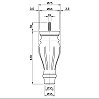 Мебельная Ножка №006 Н180 D75mm.