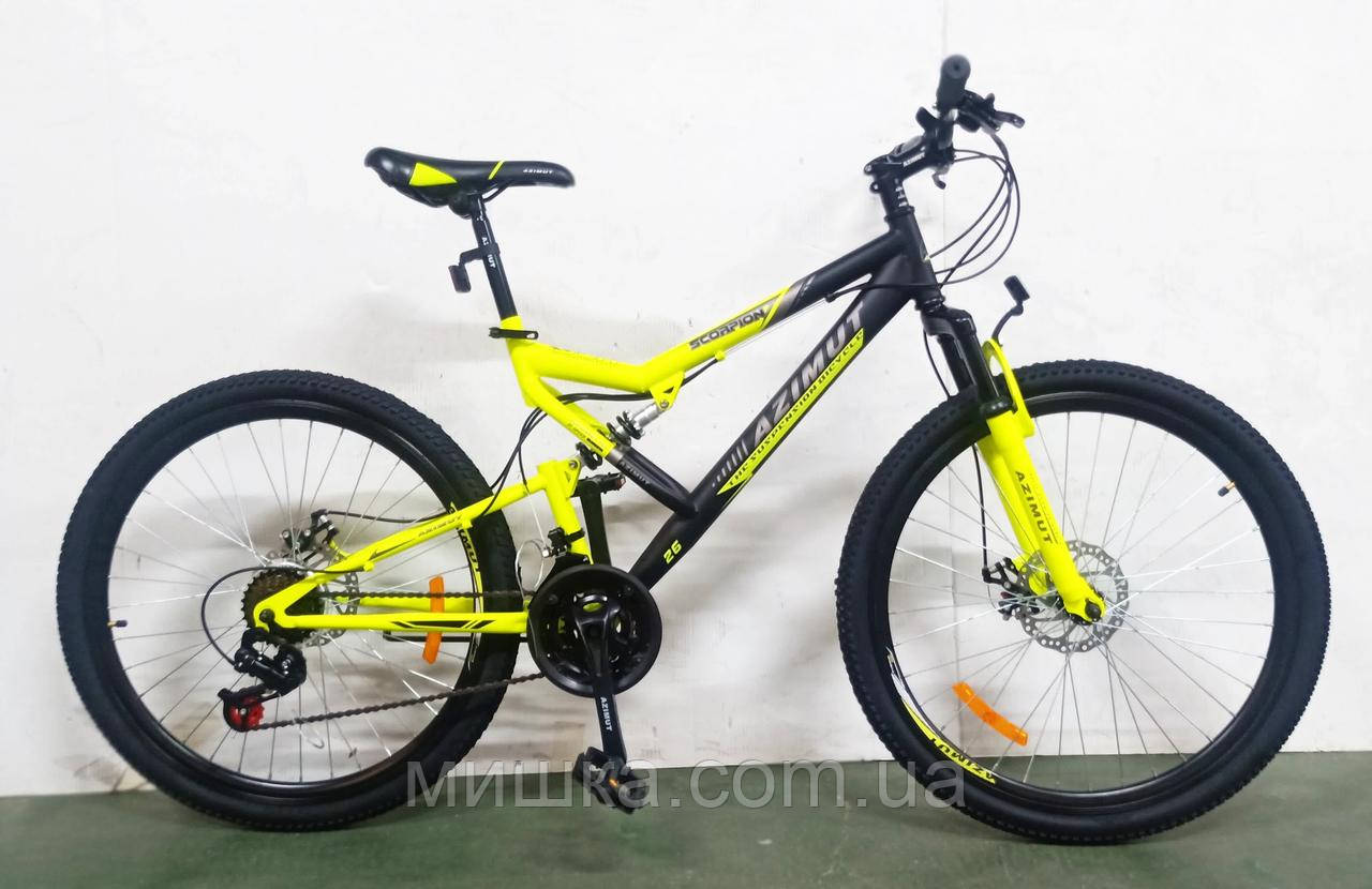 Велосипед гірський Scorpion 24", рама 17", AZIMUT FRD чорно-жовтий, фото 1