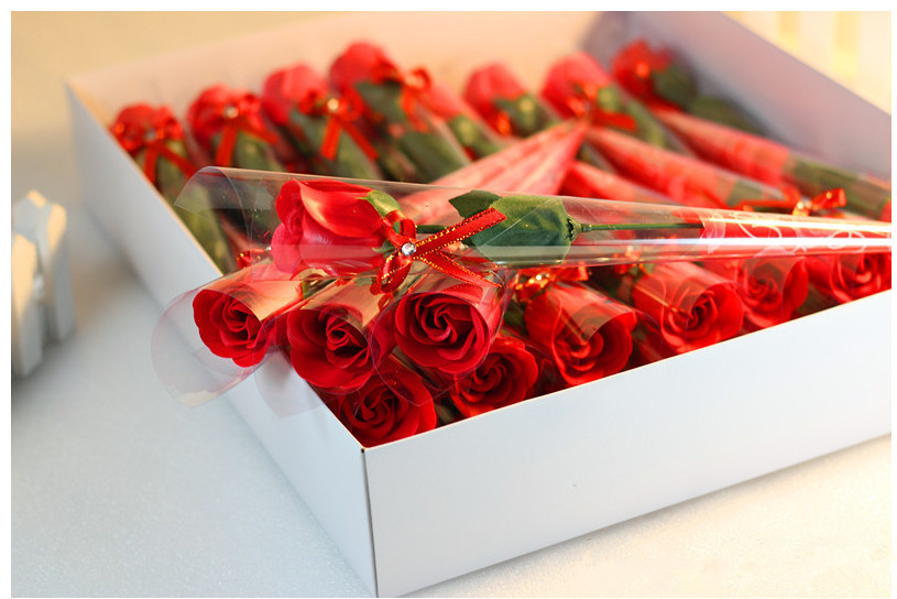 Ароматическая роза мыло цветок - подарок на день Святого Валентина Красные - фото 1 - id-p1330142829