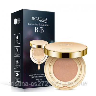Кушон пудра BIOAQUA Exquisite & Delicate BB Cushion Cream 15 м + 15 г биоаква пудра зволожувальна