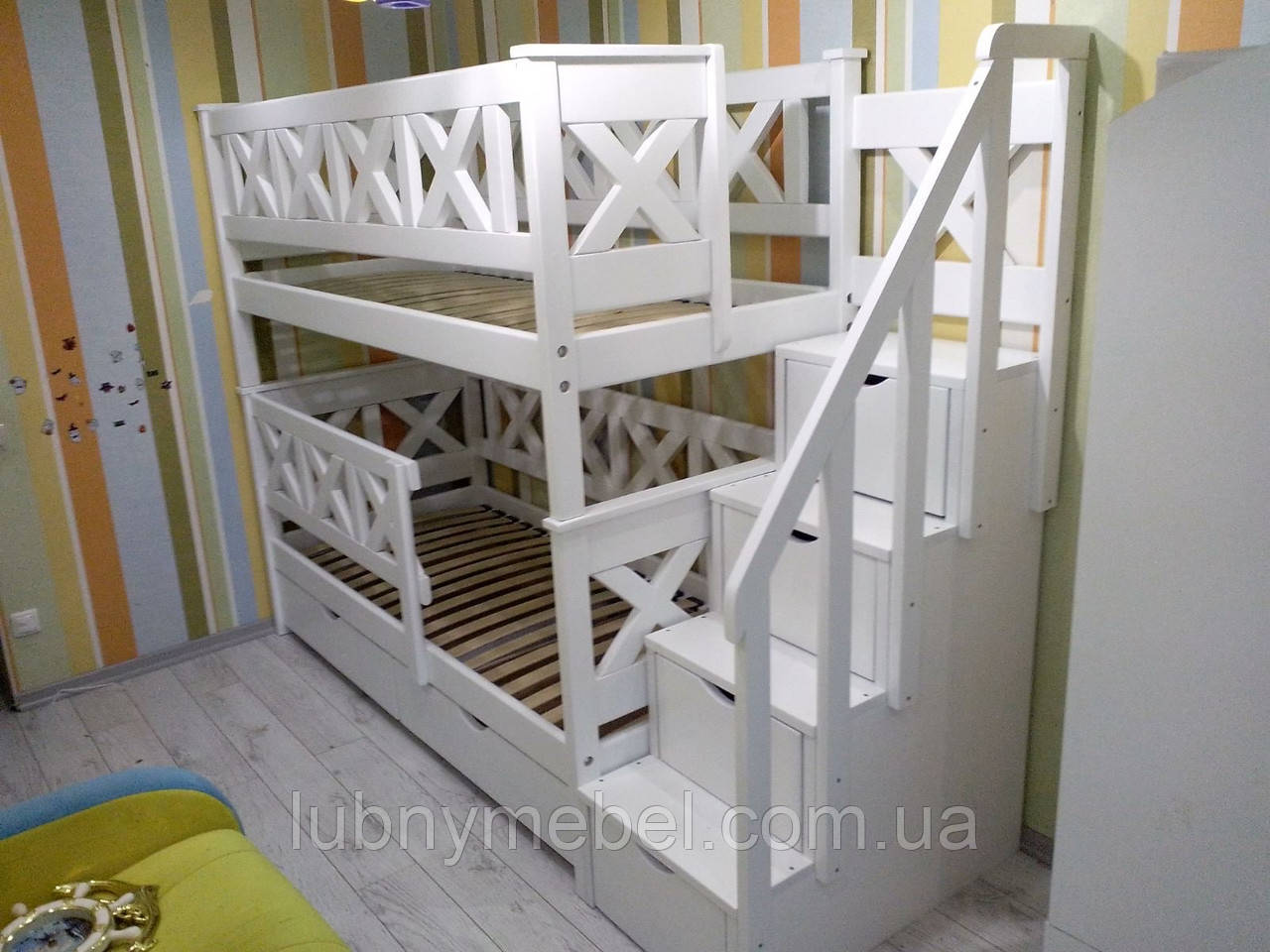 Ліжко двоярусне дерев'яне трансформер Оскар