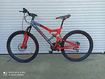 Горный подростковый двухподвесный велосипед Azimut Scorpion 24"GD собран.в коробке красно-серый компл. Shimano
