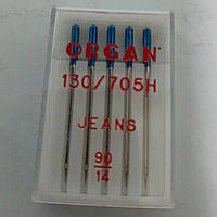 Иглы бытовой швейной машинки Organ nedles 130/705H # 90 Jeans