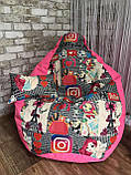 Крісло Мішок, безкаркасне крісло Груша ХЛ 105*80 кольоровий + Принт (друк на тканині БМВ і ін), фото 2