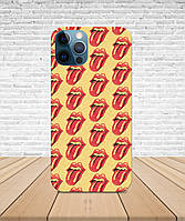 Матовый Чехол iPhone 12 PRO Rolling Stones Губы с принтом