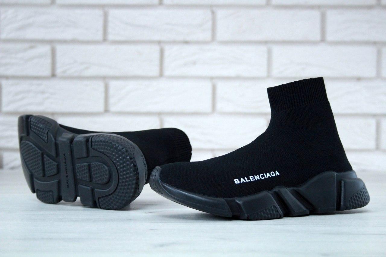 Жіночі кросівки Balenciaga Speed Trainer Total Black кросівки баленсіага Спід трейнер шкарпетки Унісекс чорні