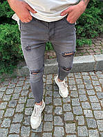 Мужские стильные джинсы SKINNY (серые) Заужены. Турецкие мужские джинсы