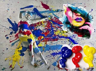 Акрилові фарби і 3D гелі, павутинка