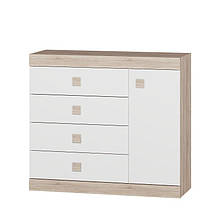 Комод у дитячу з ламінованої ДСП Соната 5 Еверест Дуб Сонома + Білий