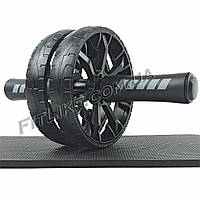 Гімнастичний ролик для преса Ab Wheel Pro Double Black подвійний, тренажер колесо для преса