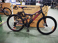 Велосипед двухподвесной гірський AZIMUT Blackmount 26" рама 18", GFRD чорно-червоний