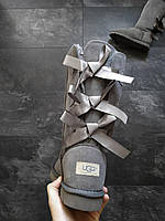 UGG Classic Mini Black теплі уггі жіночі. Короткі зимові Уггі чорні. Жіночі уггі на хутрі., фото 7