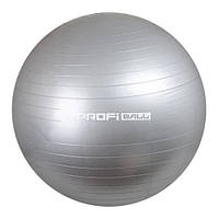 Спортивный мяч для фитнеса Profi диаметром 85 см. Надувной фитбол серого цвета для занятий в зале и дома