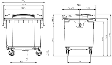 Євроконтейнер Sulo з пласкою кришкою 1100 л. червоний, фото 2