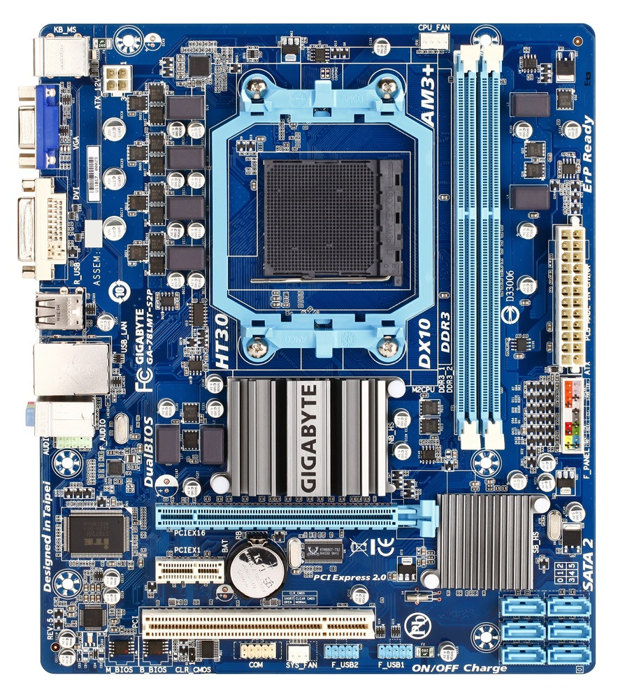 Плата AM3+/sAM3 на DDR3! GIGABYTE GA-78LMT-S2P Rev 5.0 УЦІНКА - ПОШКОДЖЕНИЙ 1 USB! Розуміє 2-6 ЯДЕРН ПРОЦИ + FX!
