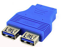 Перехідник USB 3.0 для материнської плати, 20pin to 2 port USB 3.0, внутрішній, Пакет