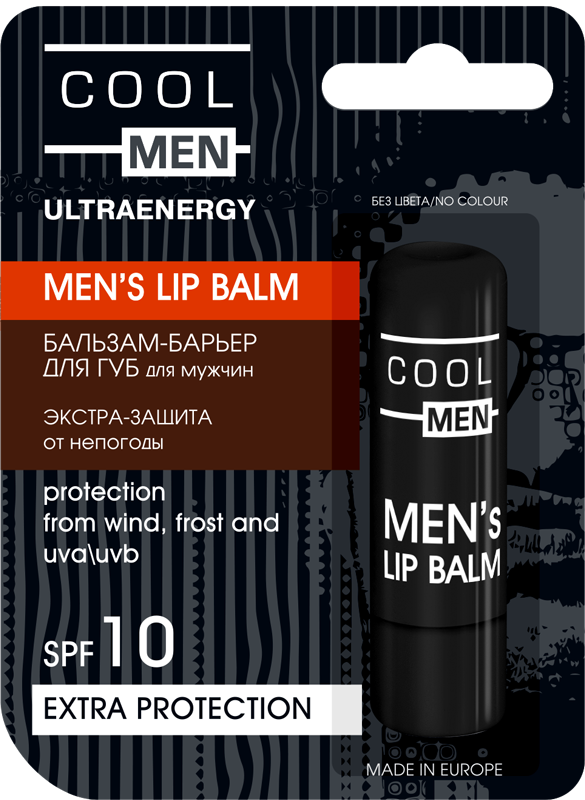 Чоловічий бальзам-бар'єр для губ Екстразахист SPF 10 4,8 г Cool Men ULTRAENERGY+SPORT