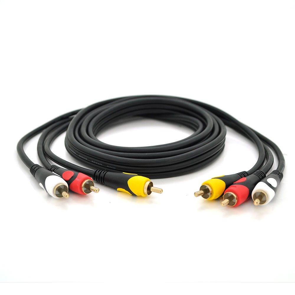 Кабель Audio-Video 3хRCA (тато) => 3хRCA (тато), GOLD connector, CU, круглий, білий, 1,8 м, (Пакет) Преміум,
