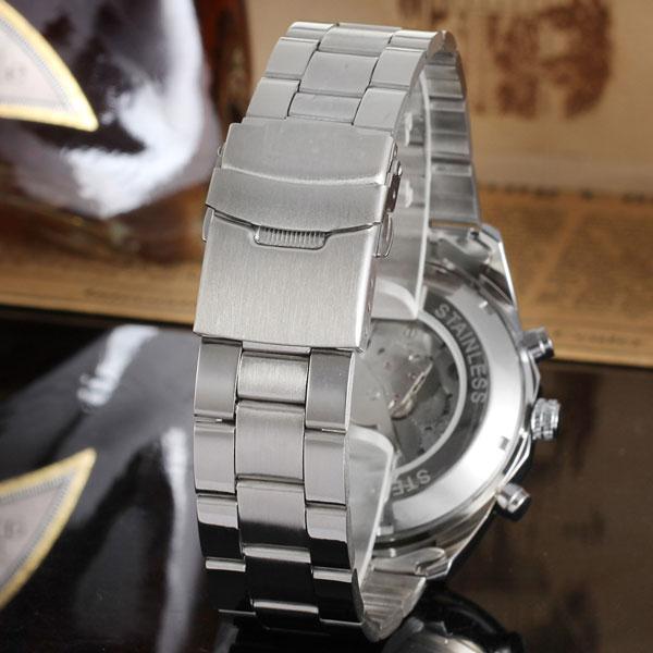Мужские механические часы скелетон Winner titanium серебристые с черным циферблатом - фото 6 - id-p1330439312