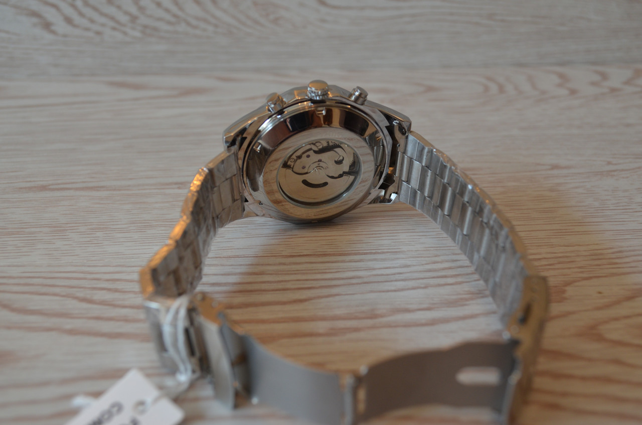 Мужские механические часы скелетон Winner titanium серебристые с черным циферблатом - фото 7 - id-p1330439312