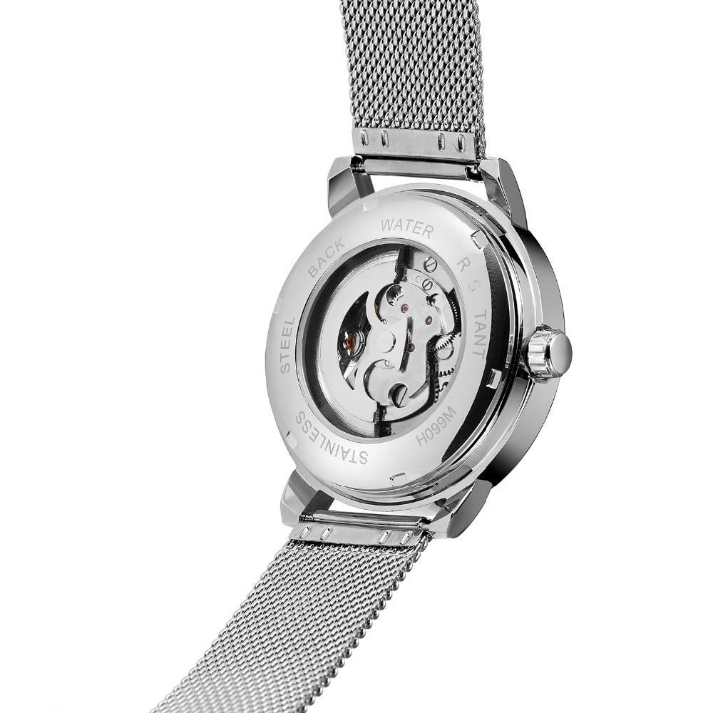Мужские механические часы Winner Aperol серебристые с серебристым циферблатом скелетон - фото 5 - id-p1330439316