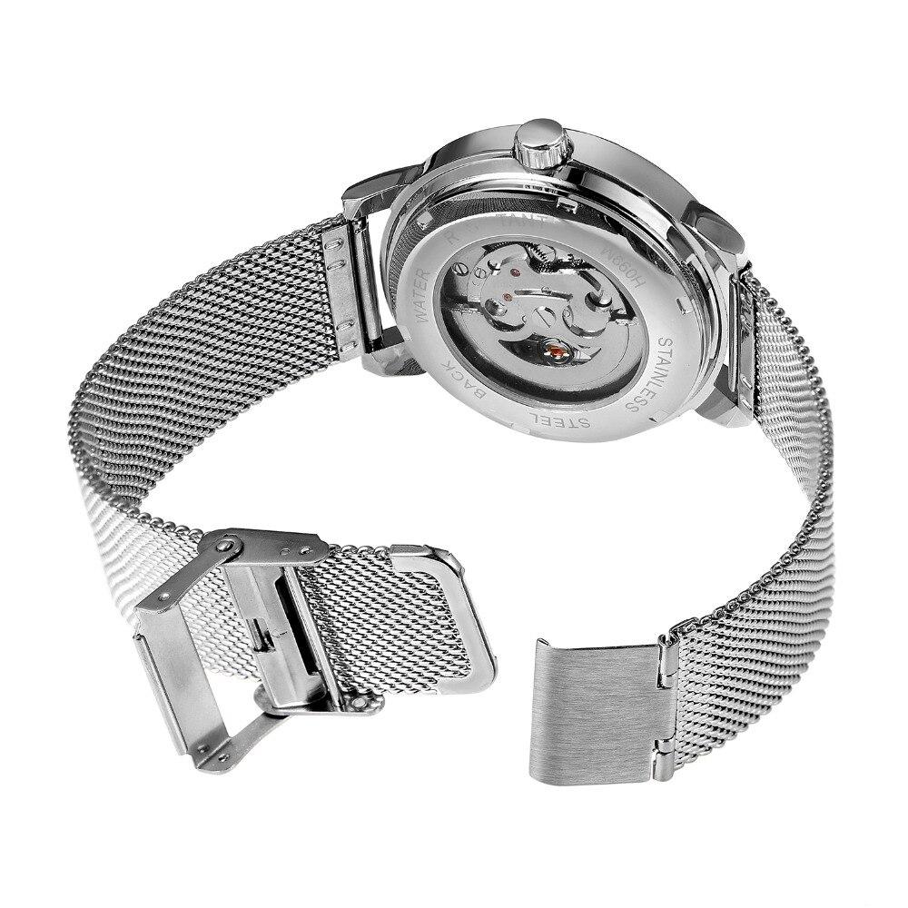 Мужские механические часы Winner Aperol серебристые с серебристым циферблатом скелетон - фото 6 - id-p1330439316