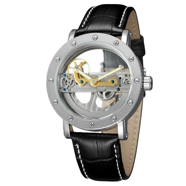Forsining air silver чоловічий механічний годинник скелетон
