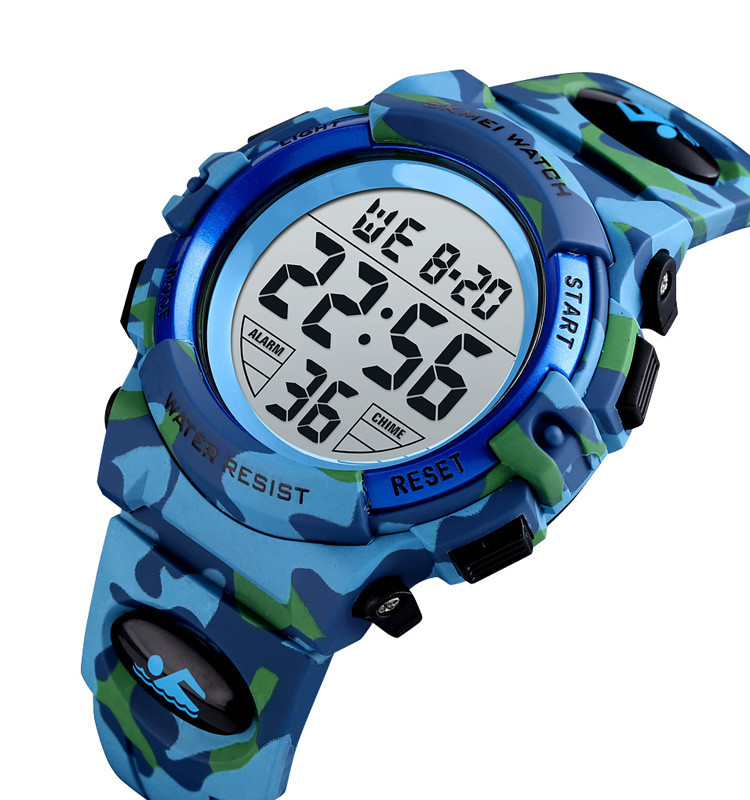 Дитячий спортивний годинник Skmei kids1548 світло-синій камуфляж, фото 1