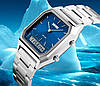 Чоловічий наручний годинник Skmei 1220 tango сріблястий із синім циферблатом, фото 7