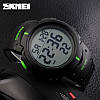 Чоловічий спортивний годинник Skmei 1068 чорний із зеленими вставками, фото 4