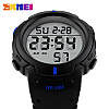 Чоловічий спортивний годинник Skmei 1068 чорний із синіми вставками, фото 3