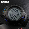 Чоловічий спортивний годинник Skmei 1068 чорний із синіми вставками, фото 4