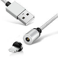 Магнітний кабель Ninja USB 2.0 / Lighting, 1m, 2А, індикатор заряду, тканинна оплетка, броньований, знімач,