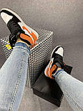 Жіночі кросівки в стилі Nike Air Jordan білі з чорним, оранжевим, фото 5