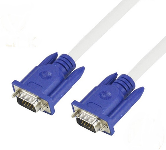 Кабель Merlion VGA 3 + 4 5m, male to male (тато-тато), 1 ферит, біло-синій, пакет Q80